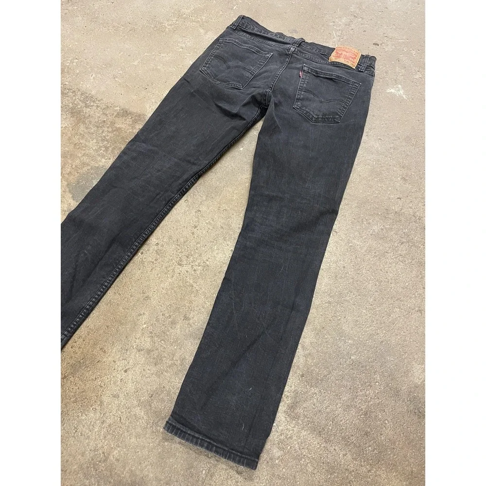 Levis 511 Jeans Mens‎ 36x32 Black Denim Slim Straight Stretch Zip Fly Distressed